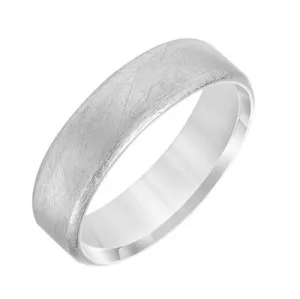 14k White Gold Crystaline Soft Sand Finish Band, Size 10.0