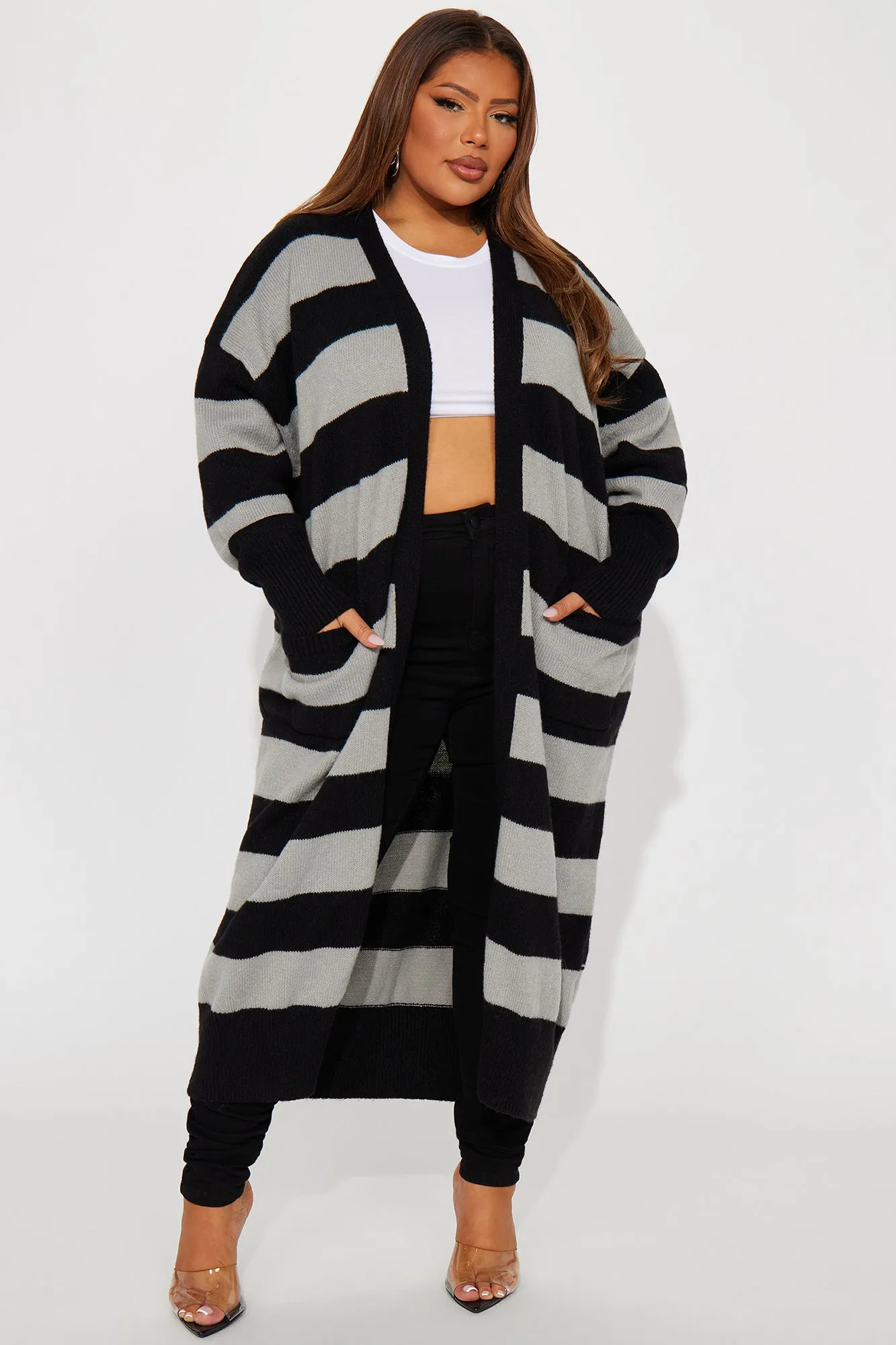 Ailish Striped Cardigan - Black/combo