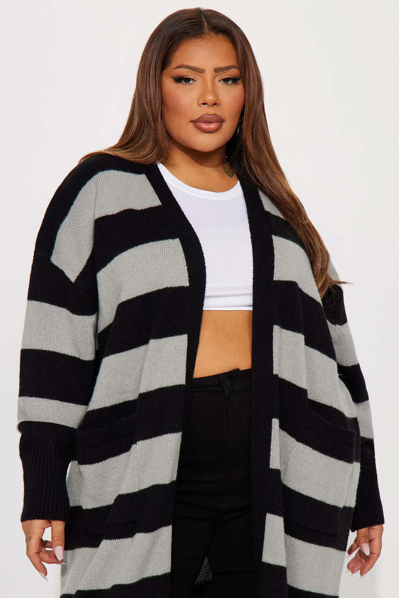 Ailish Striped Cardigan - Black/combo