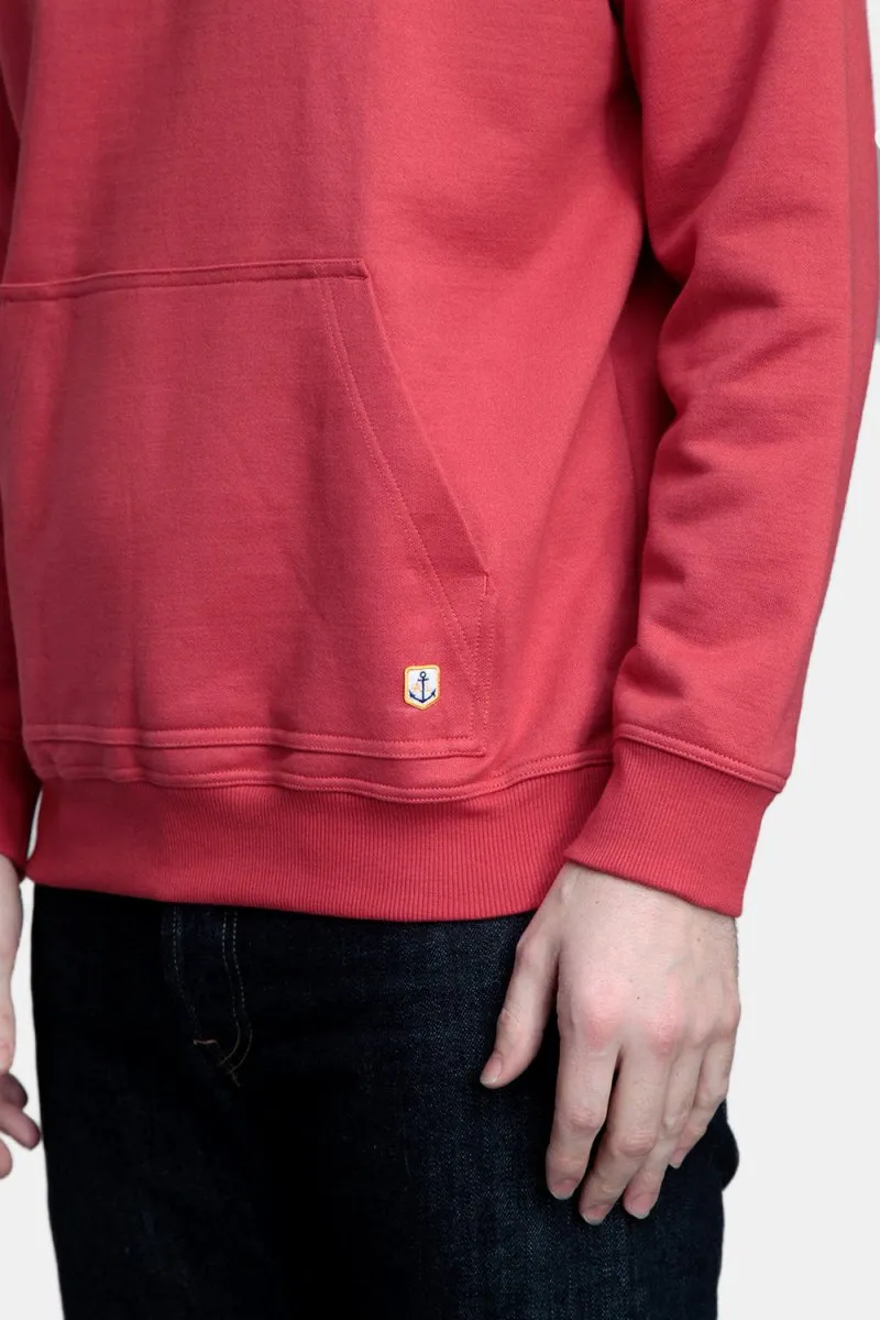 Stand-Up Collared Organic Cotton Sweatshirt in Cranberry Red by Armor Lux