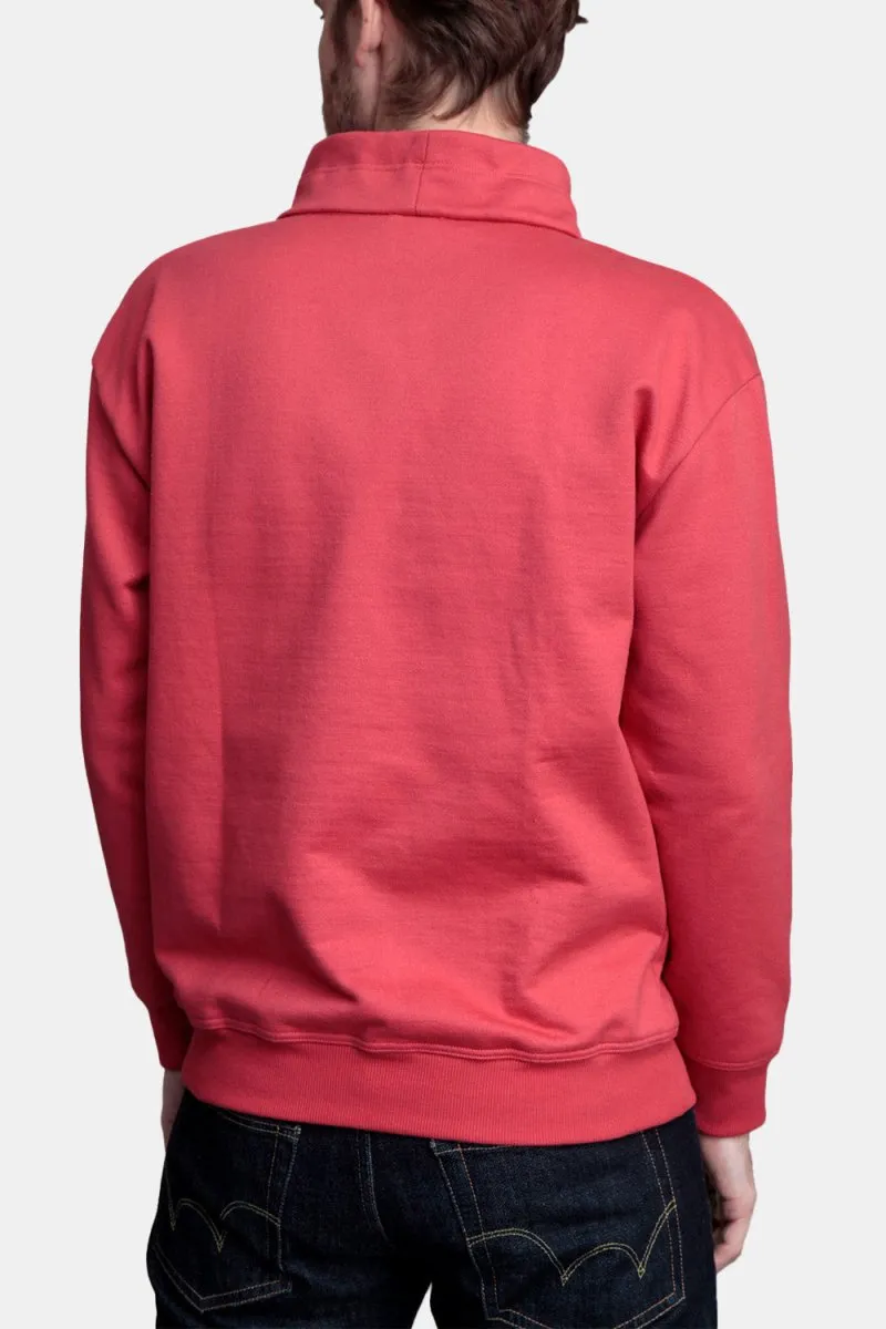 Stand-Up Collared Organic Cotton Sweatshirt in Cranberry Red by Armor Lux