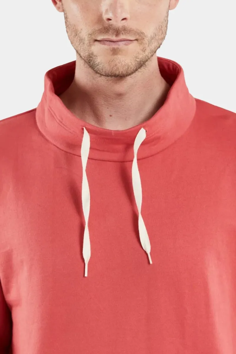 Stand-Up Collared Organic Cotton Sweatshirt in Cranberry Red by Armor Lux