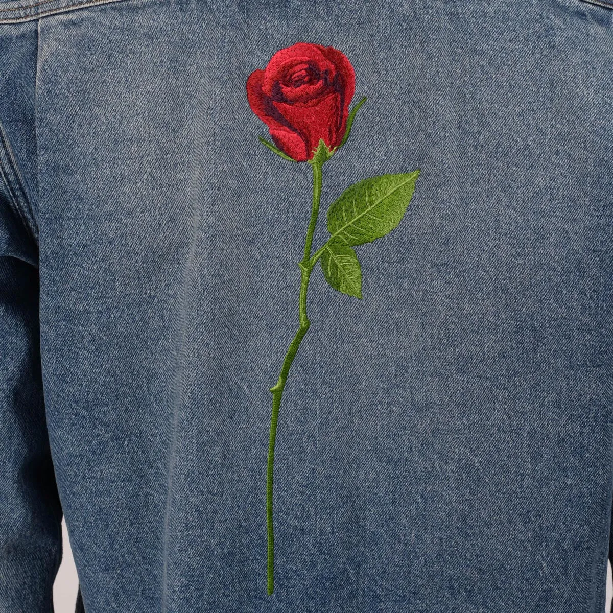 Balenciaga Denim Rose Embroidered Shirt 42