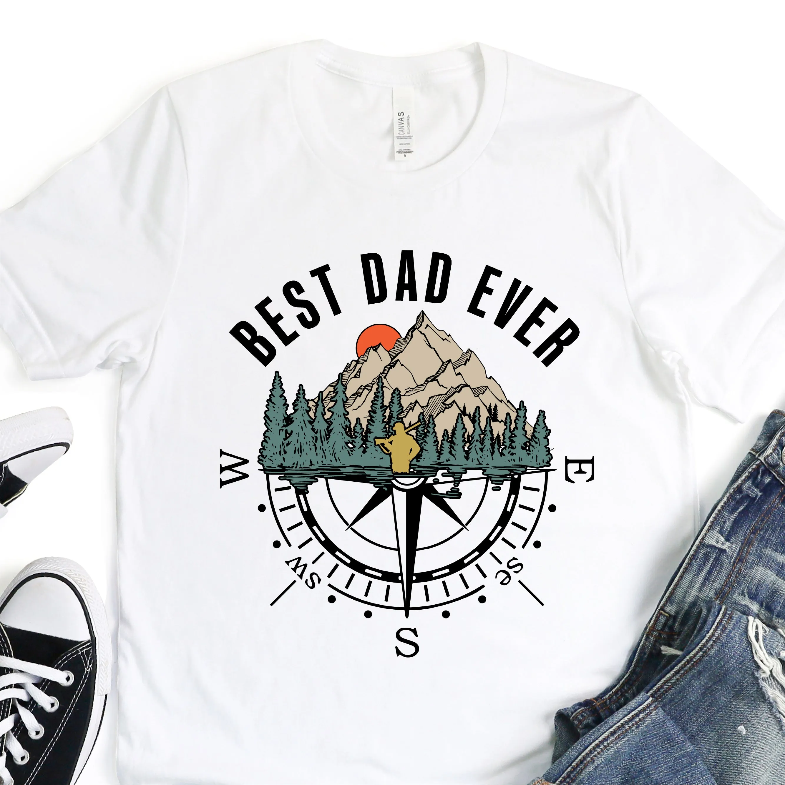 Best Dad Ever - Compass - Father's Day Graphic T-Shirt -  T-shirt T-Shirt For Dad