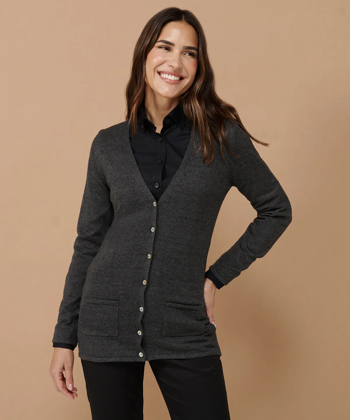 Black - Women's v-button cardigan