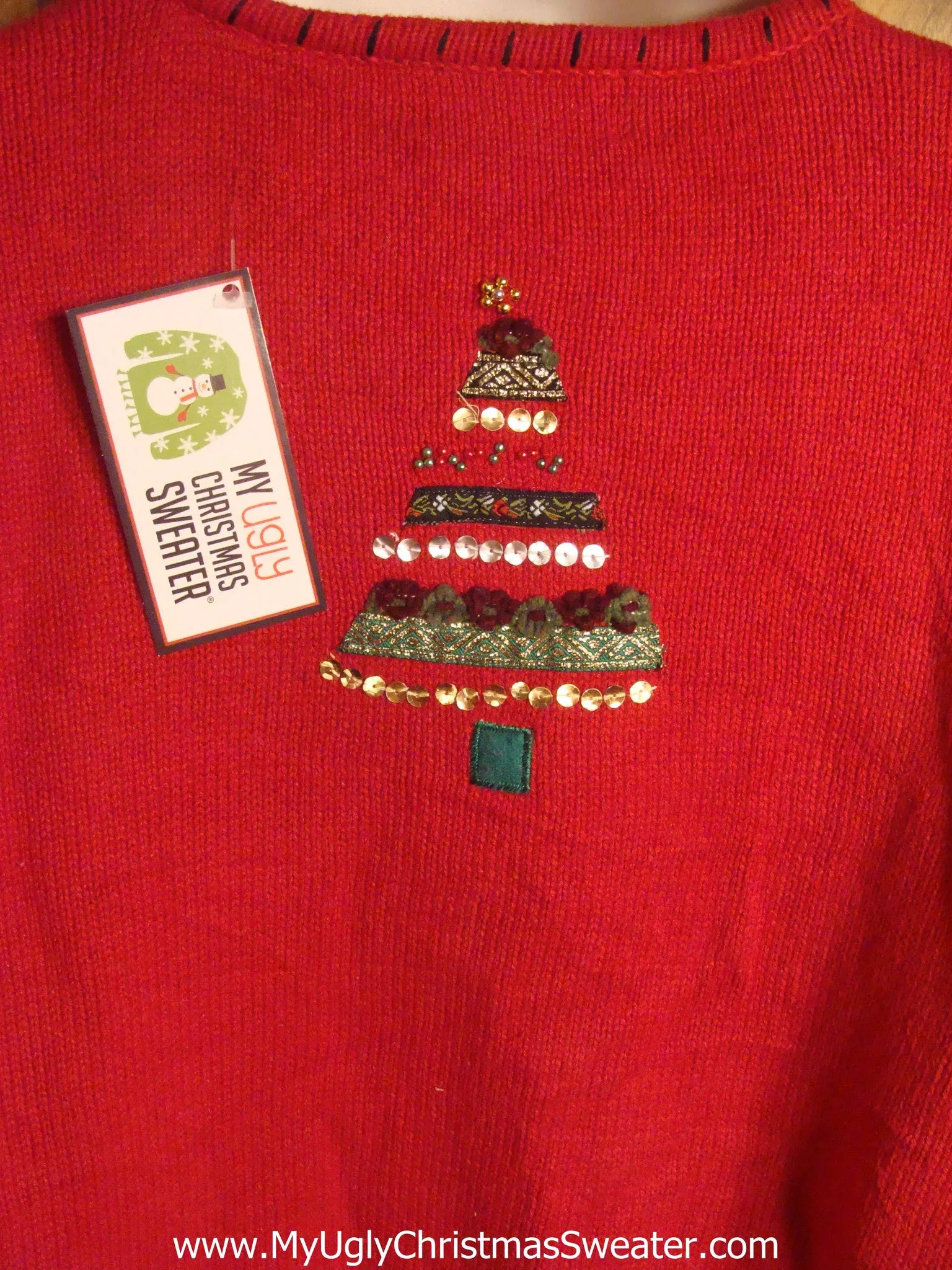 Bling Striped Trees Tacky Christmas Sweater