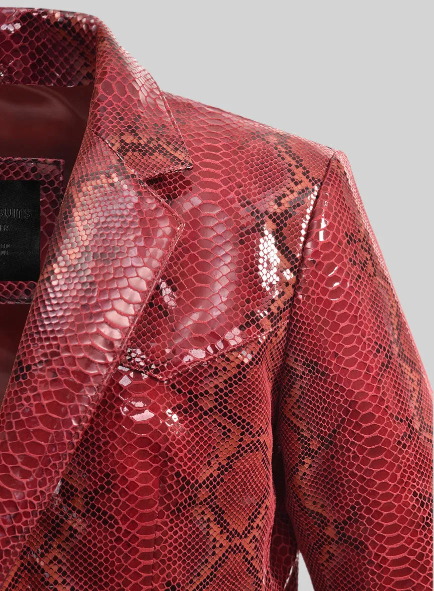 Bold Red Python Western Leather Blazer