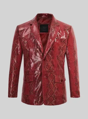 Bold Red Python Western Leather Blazer