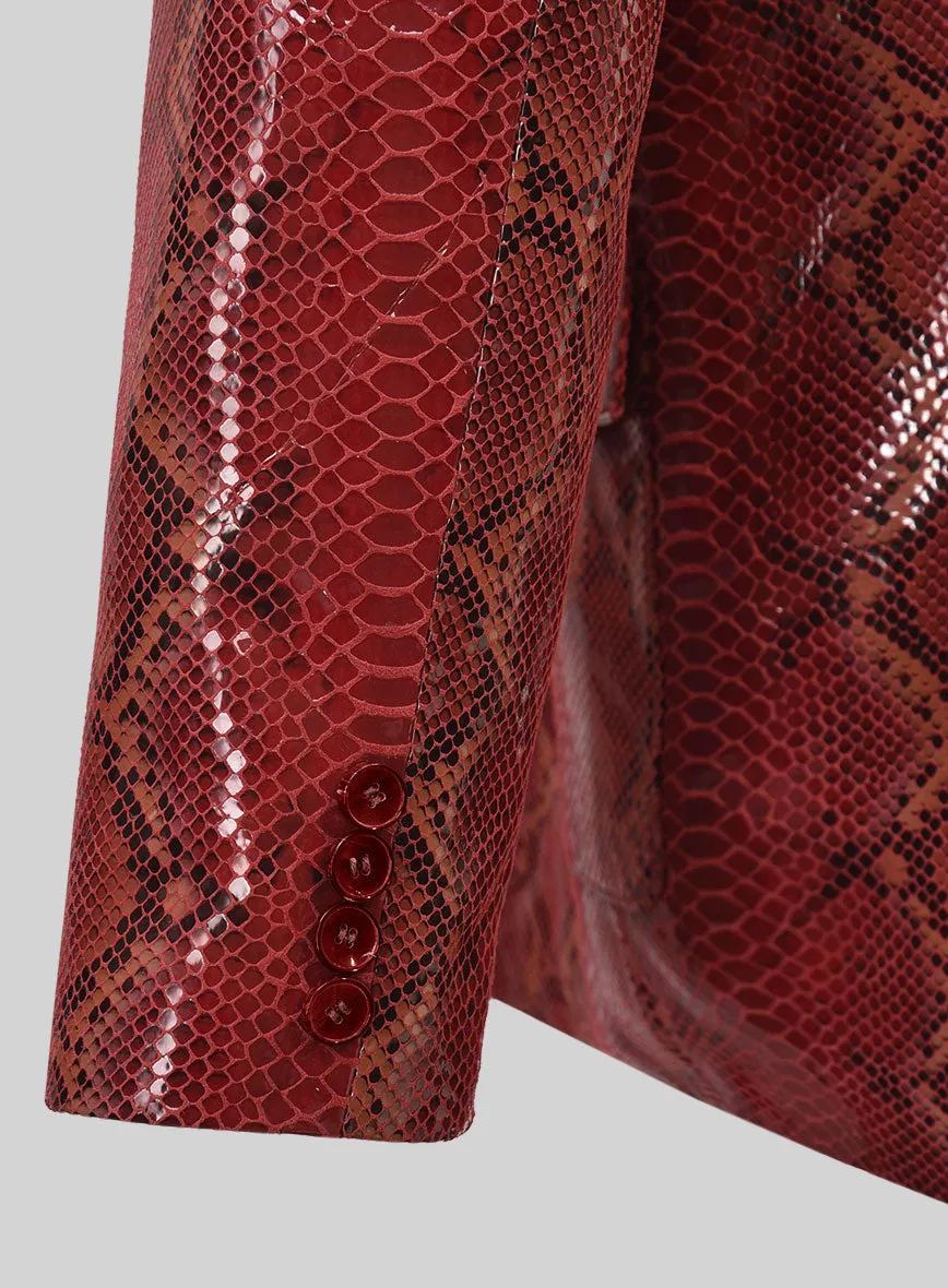 Bold Red Python Western Leather Blazer