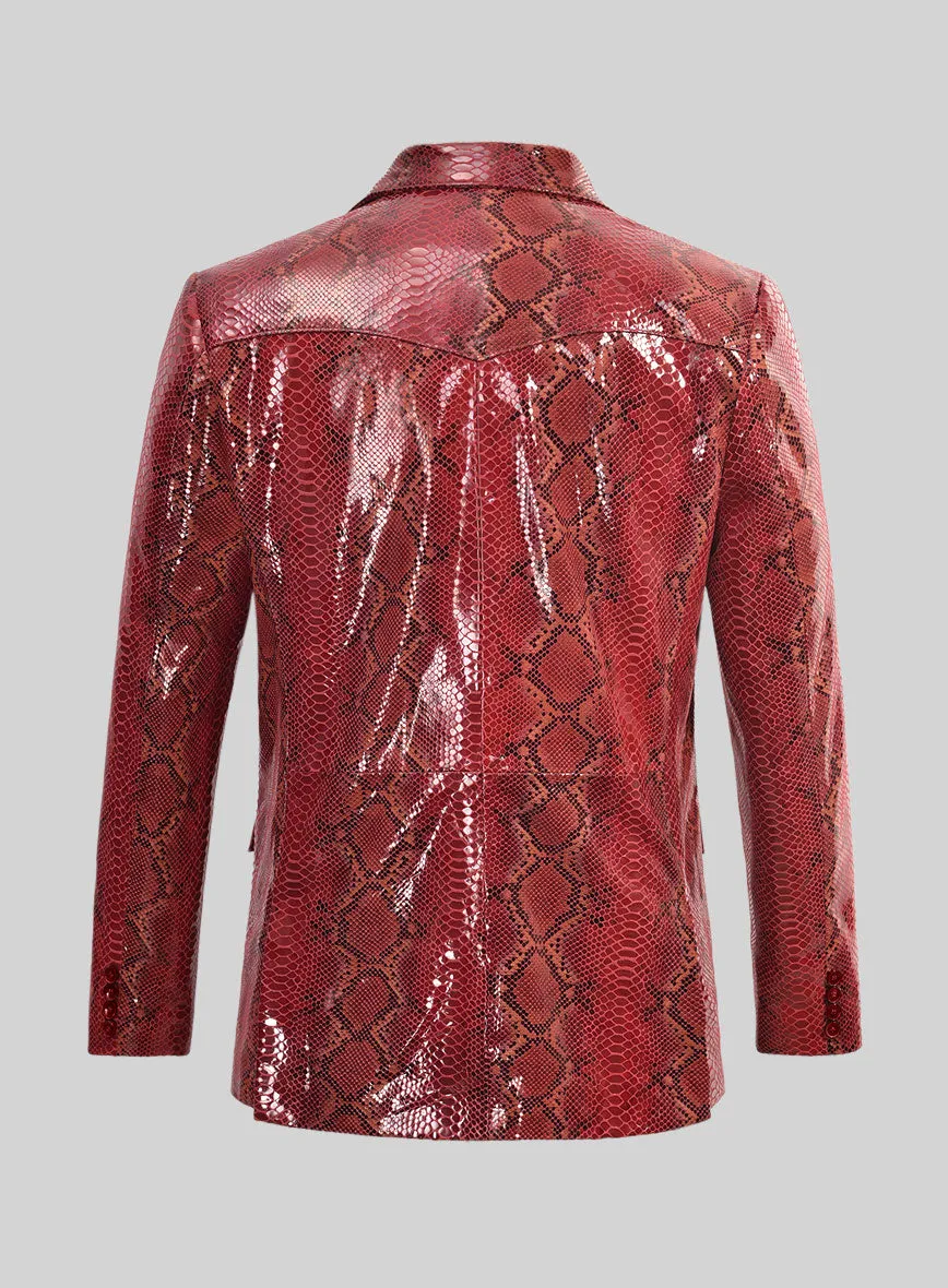 Bold Red Python Western Leather Blazer