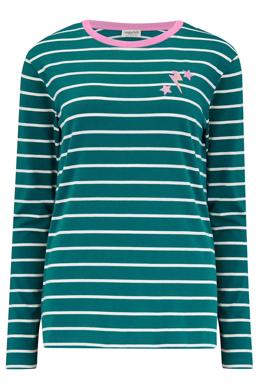 Brunswick Jersey Top - Dark Green, Pink Lightning Star