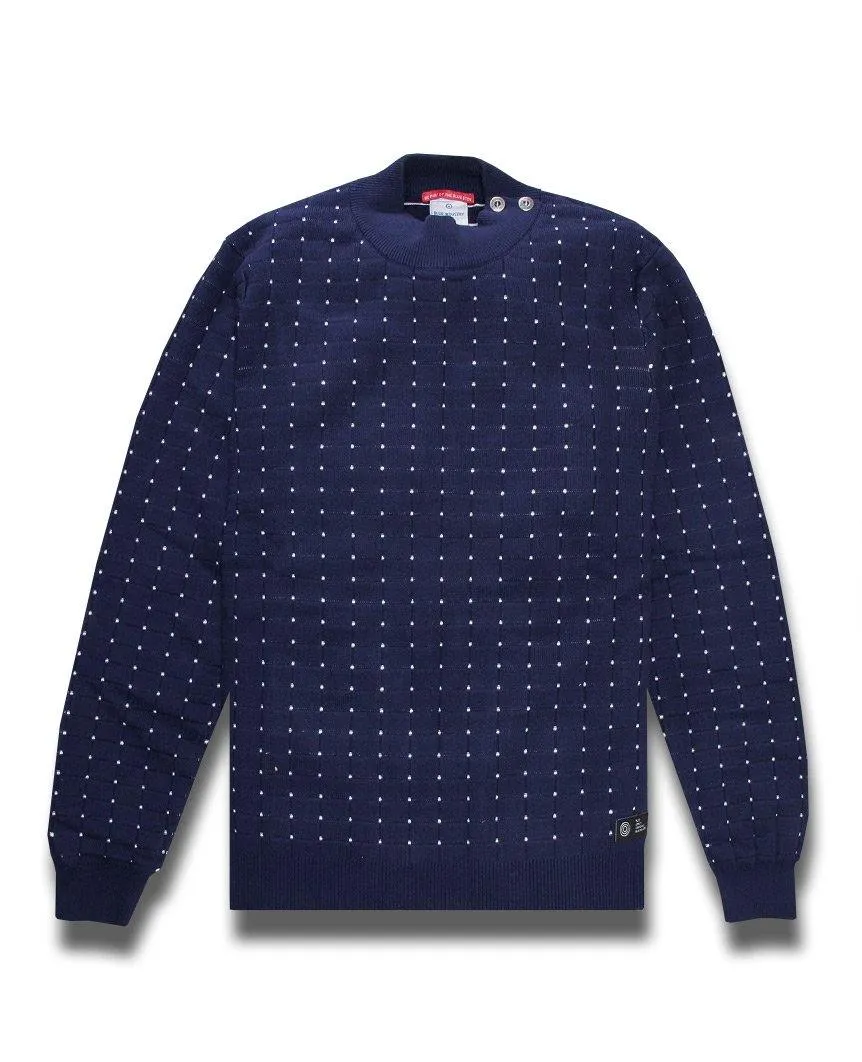 Button Collar Spot Pattern Navy