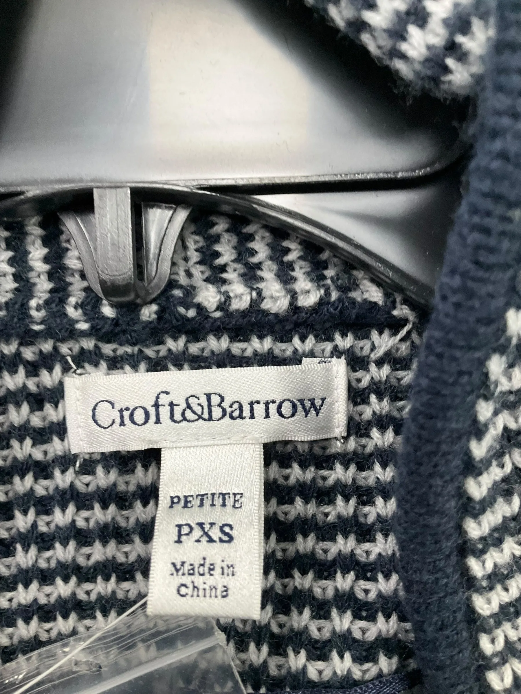 Cardigan By Croft And Barrow In Striped, Size: Petite   Xs