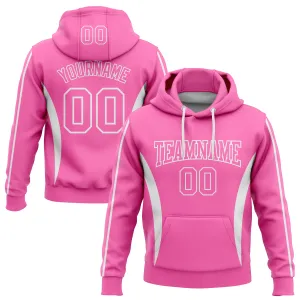 Custom Stitched Pink White 3D Pattern Design Color Blocking Stripe Sports Pullover Sweatshirt Hoodie