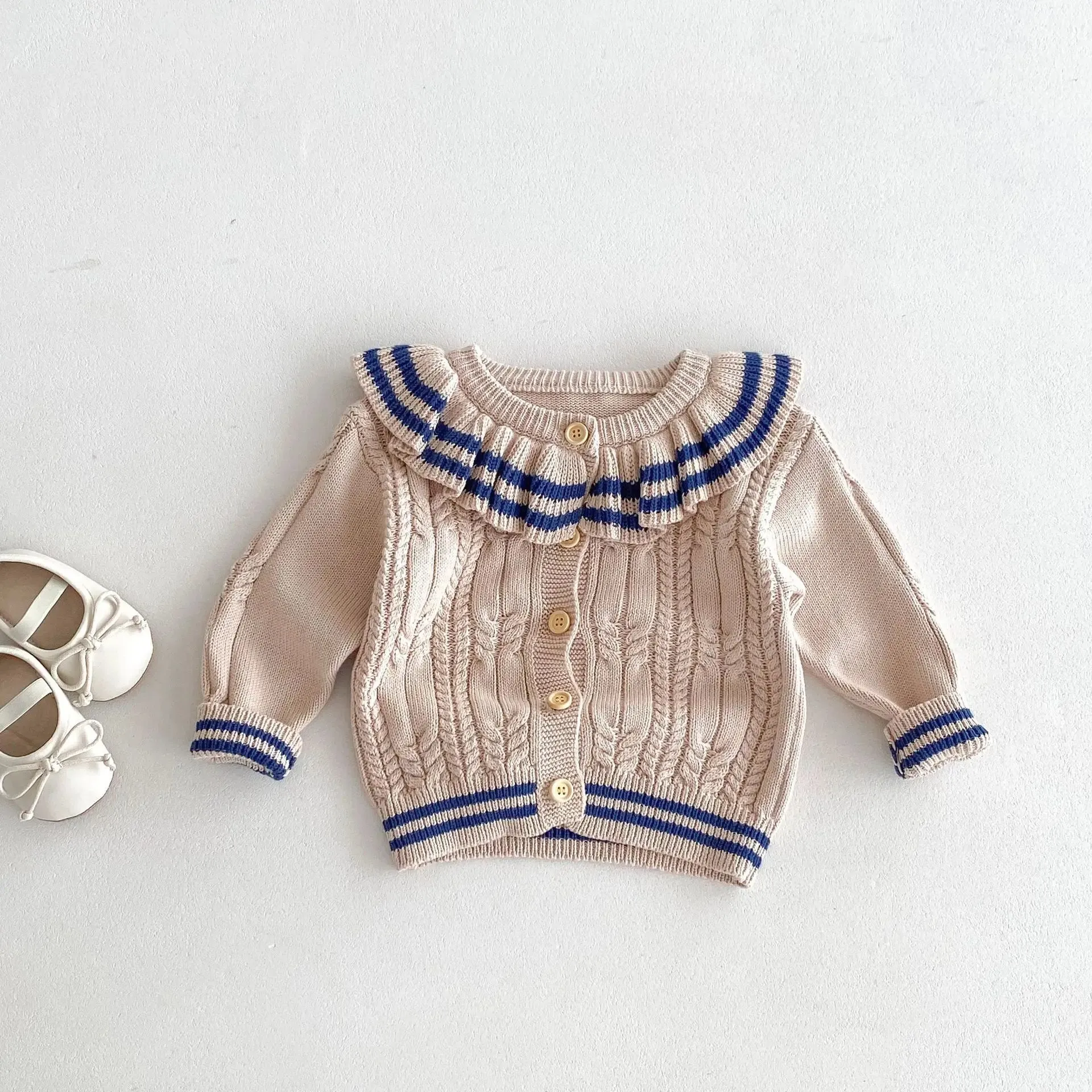 Cute Ruffle Collar Knitted Cardigan