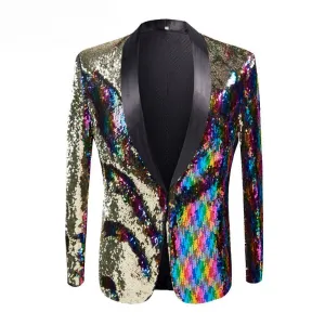 Disco Lights Sequins Nightclub Style Men Costume Blazer