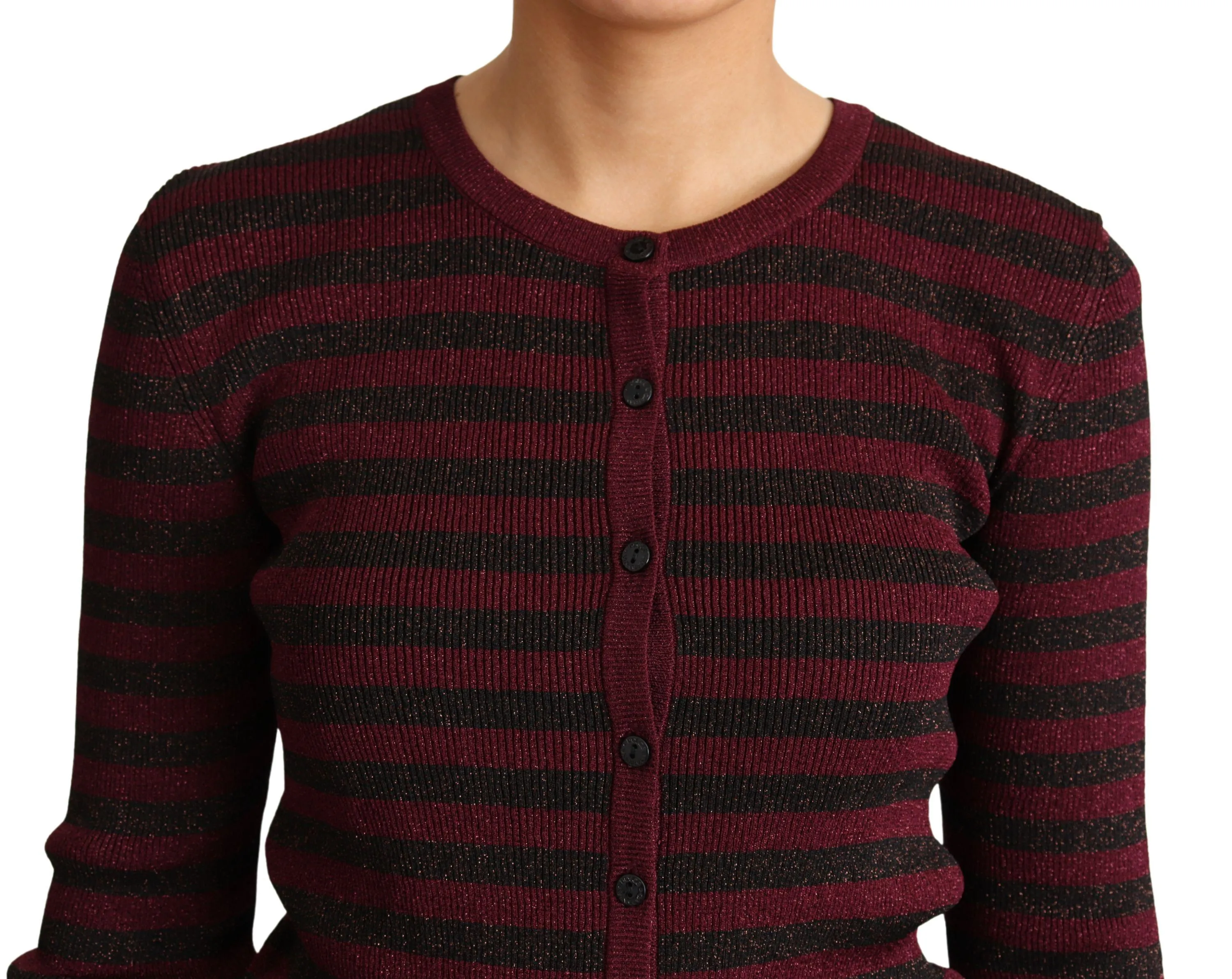 Dolce & Gabbana Black Red Striped Viscose Cardigan Sweater