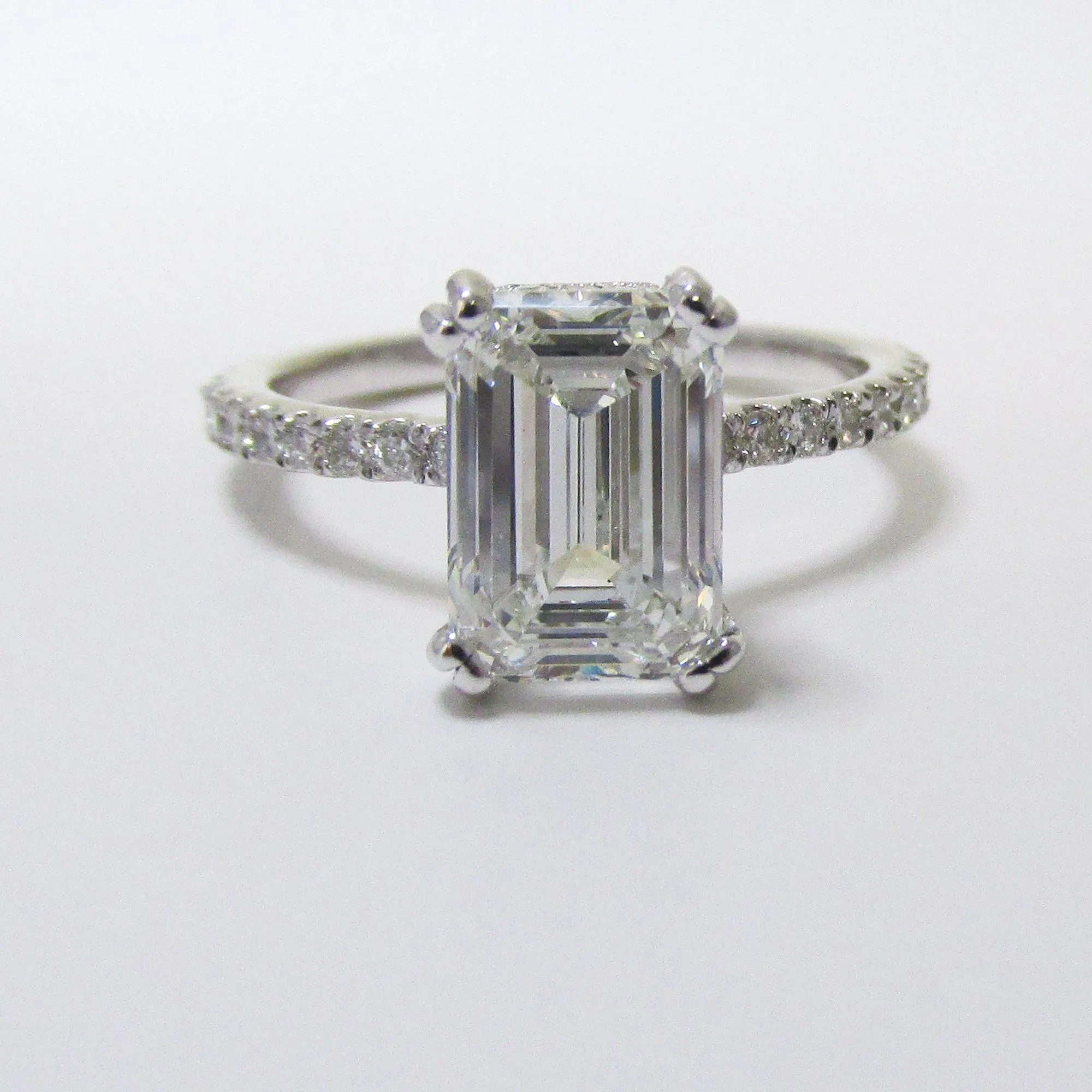 Emerald cut Diamond Cathedral Setting