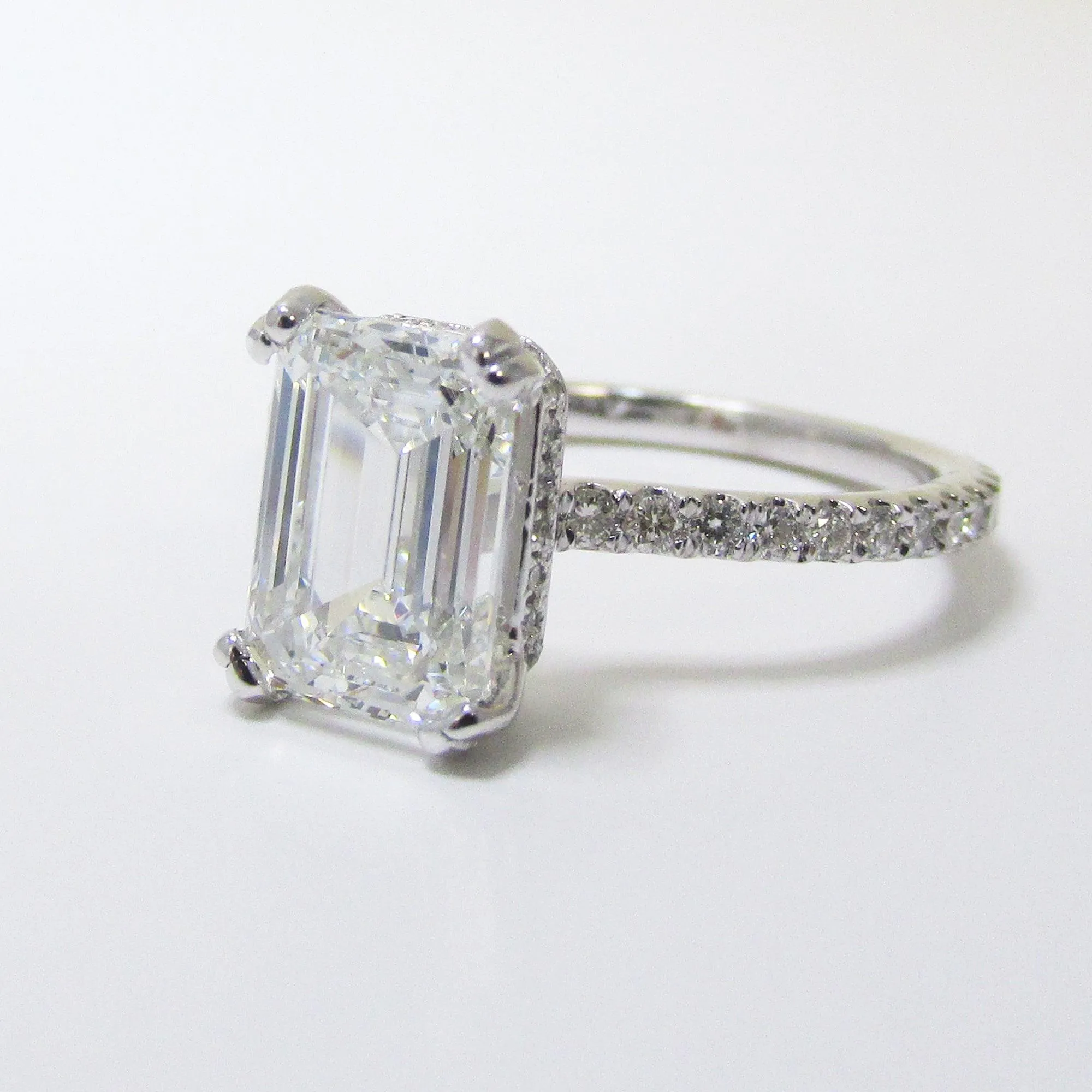 Emerald cut Diamond Cathedral Setting