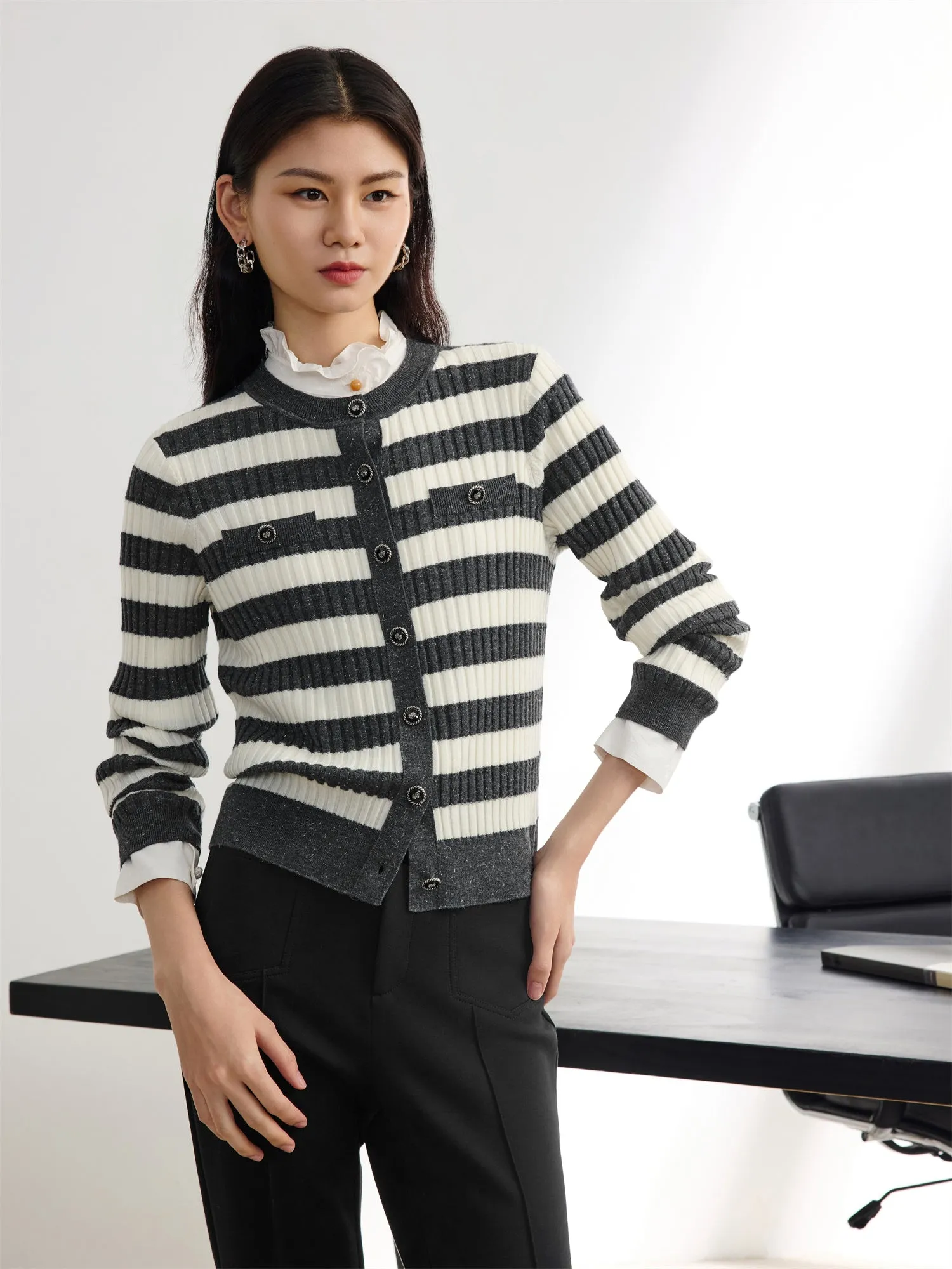 EP YAYING Cashmere Wool Cardigan