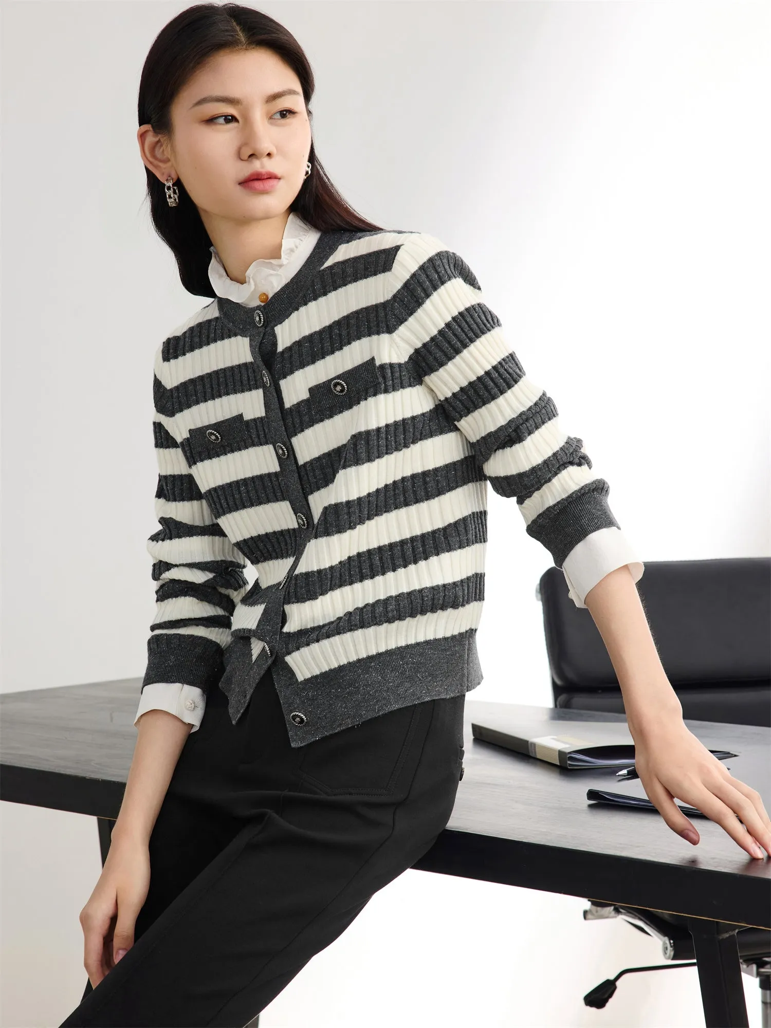 EP YAYING Cashmere Wool Cardigan