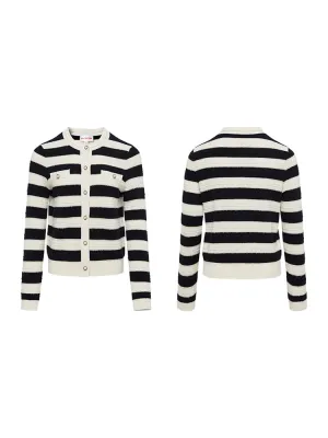 EP YAYING Striped Knitted Cardigan