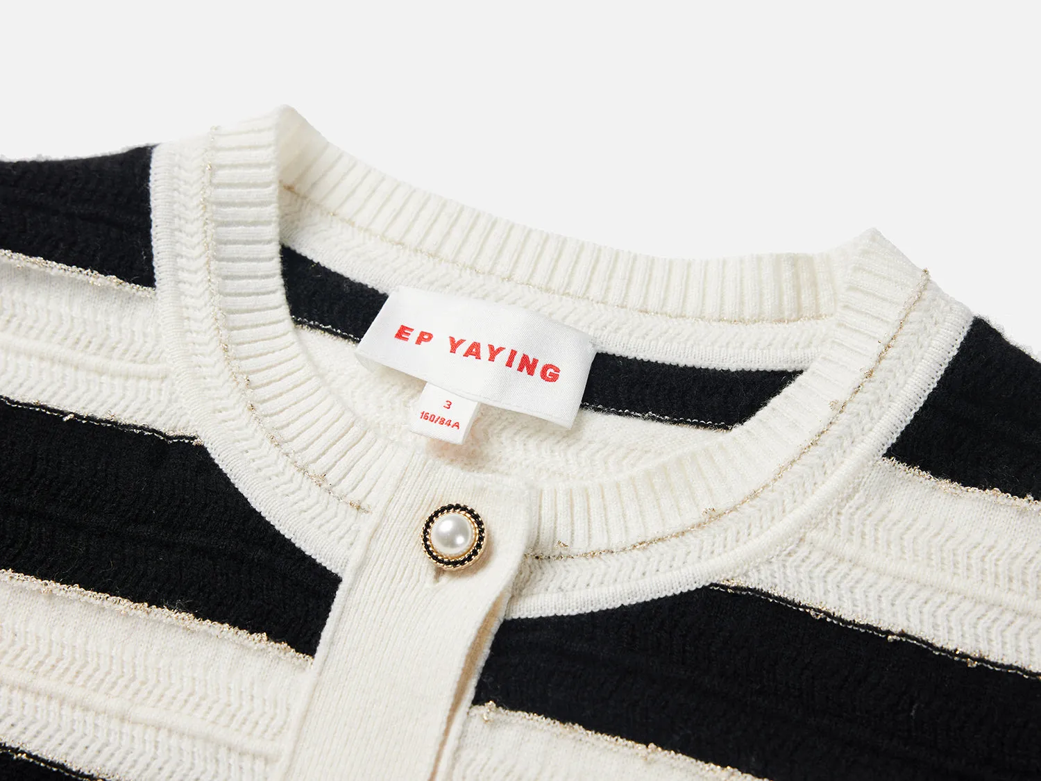 EP YAYING Striped Knitted Cardigan