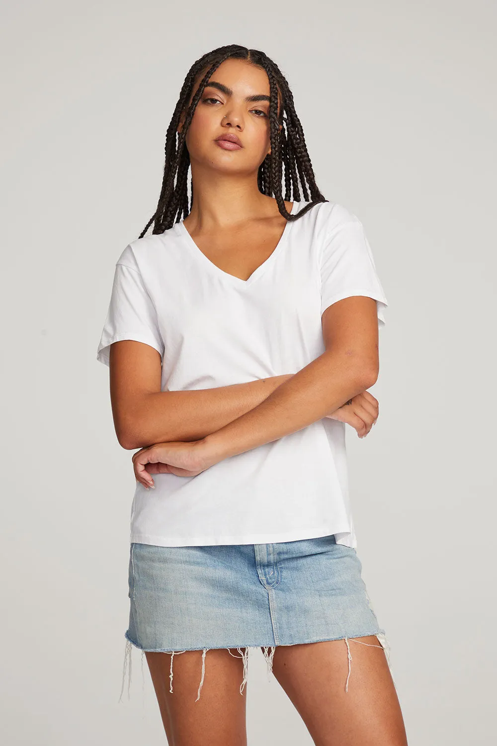 Everyday Essential White V-neck Tee