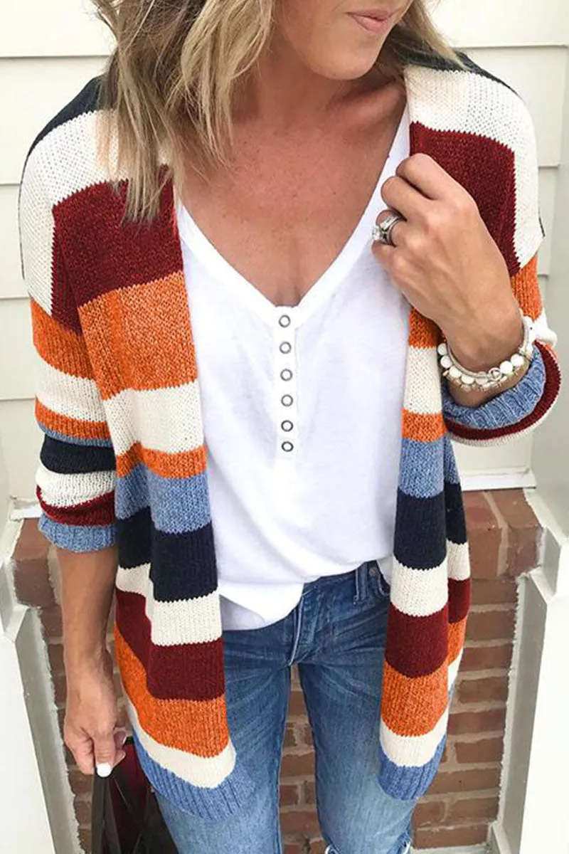 Fashion Street Striped Patchwork Sweaters