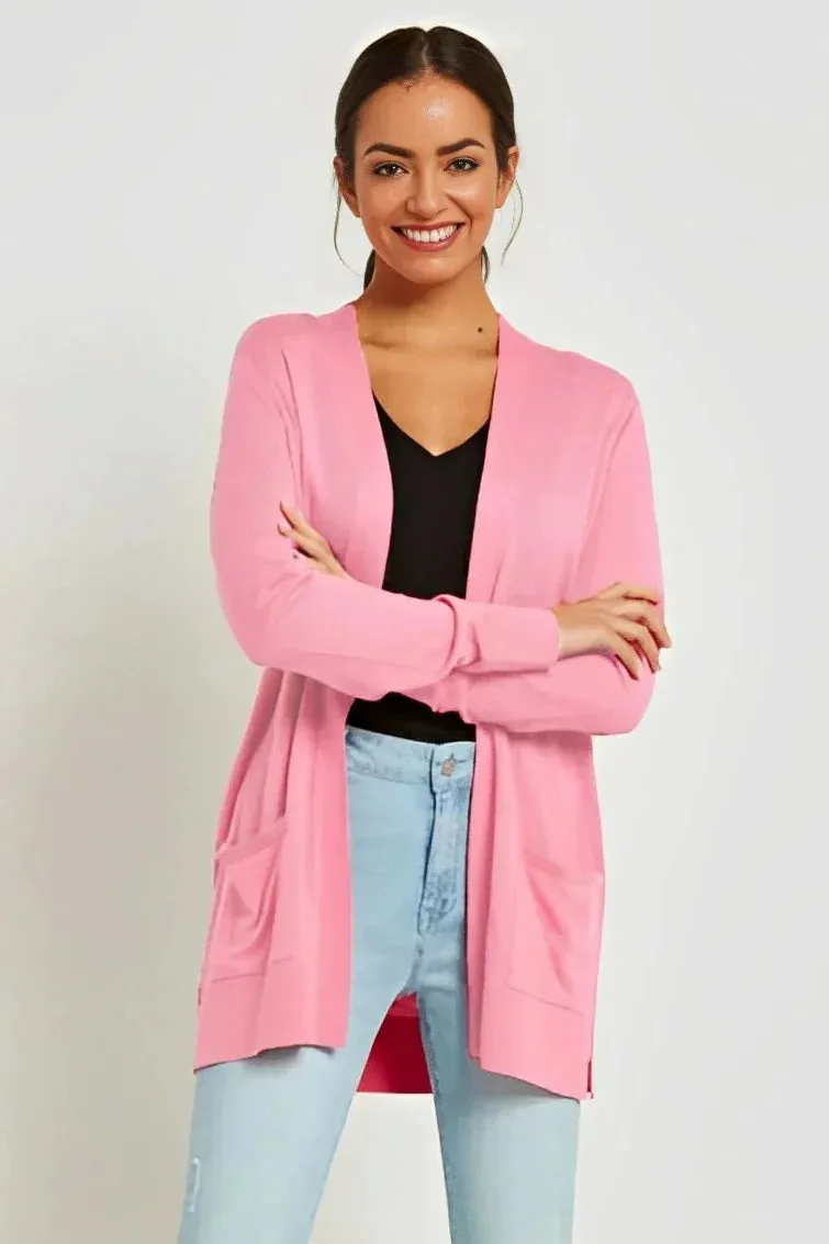 Fine Knit Long Pocket Cardigan