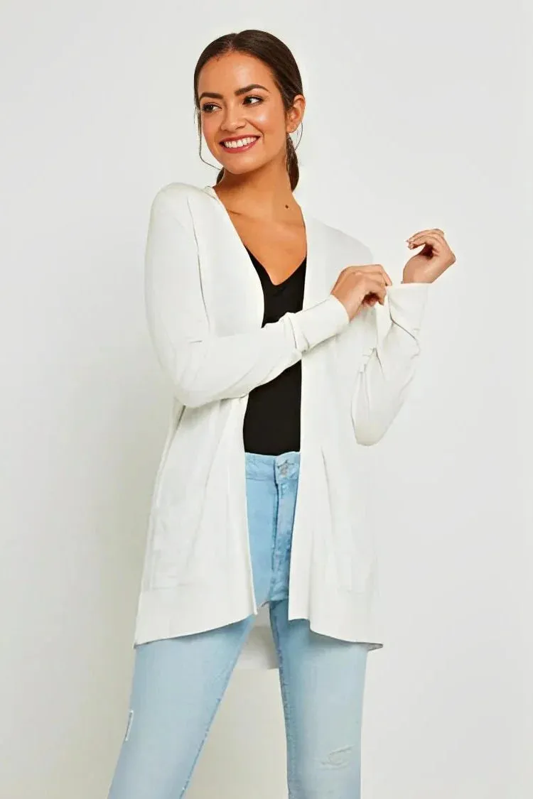 Fine Knit Long Pocket Cardigan