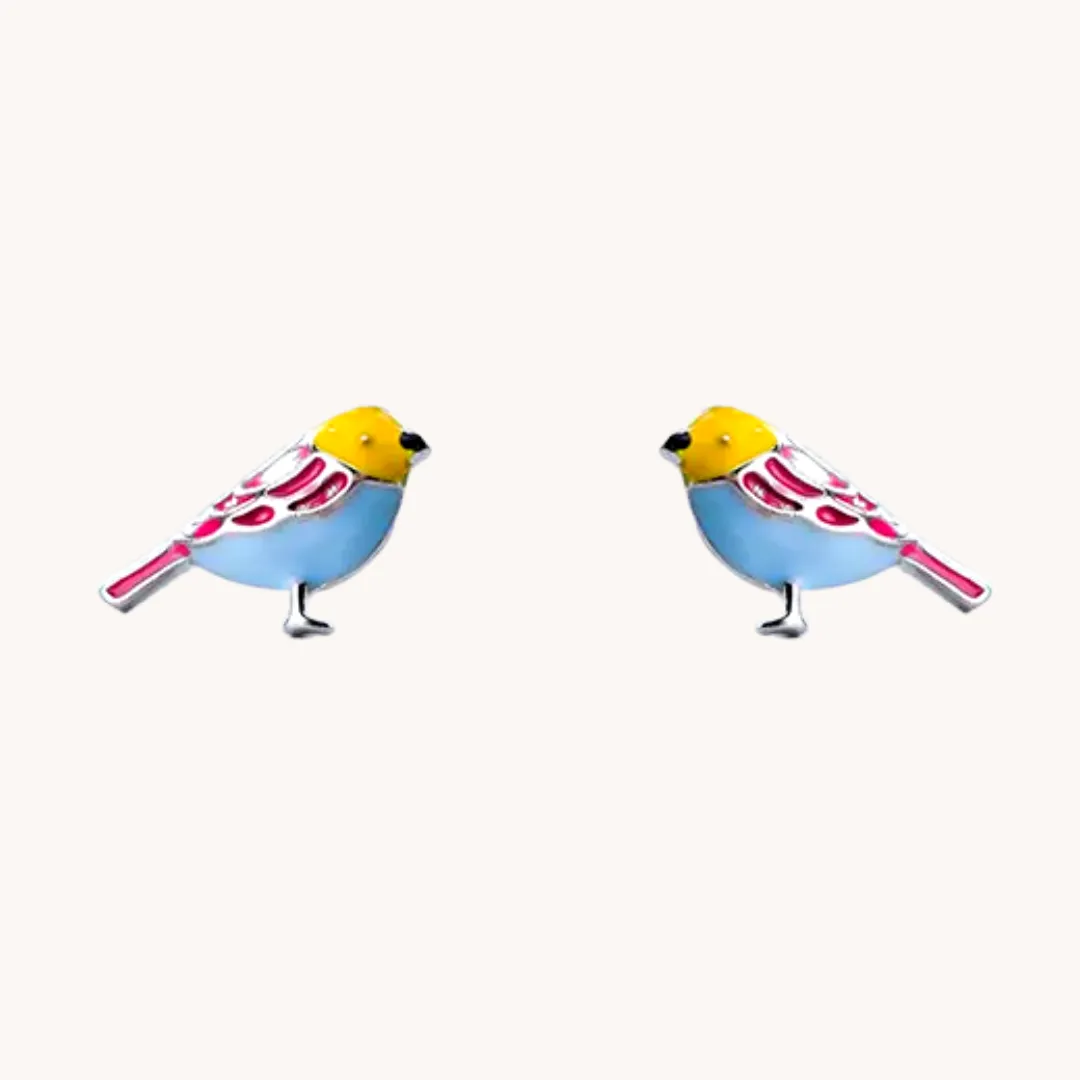 Flying with colors Bird Stud Earrings W.