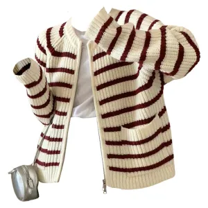 French Mood Striped Cardigan