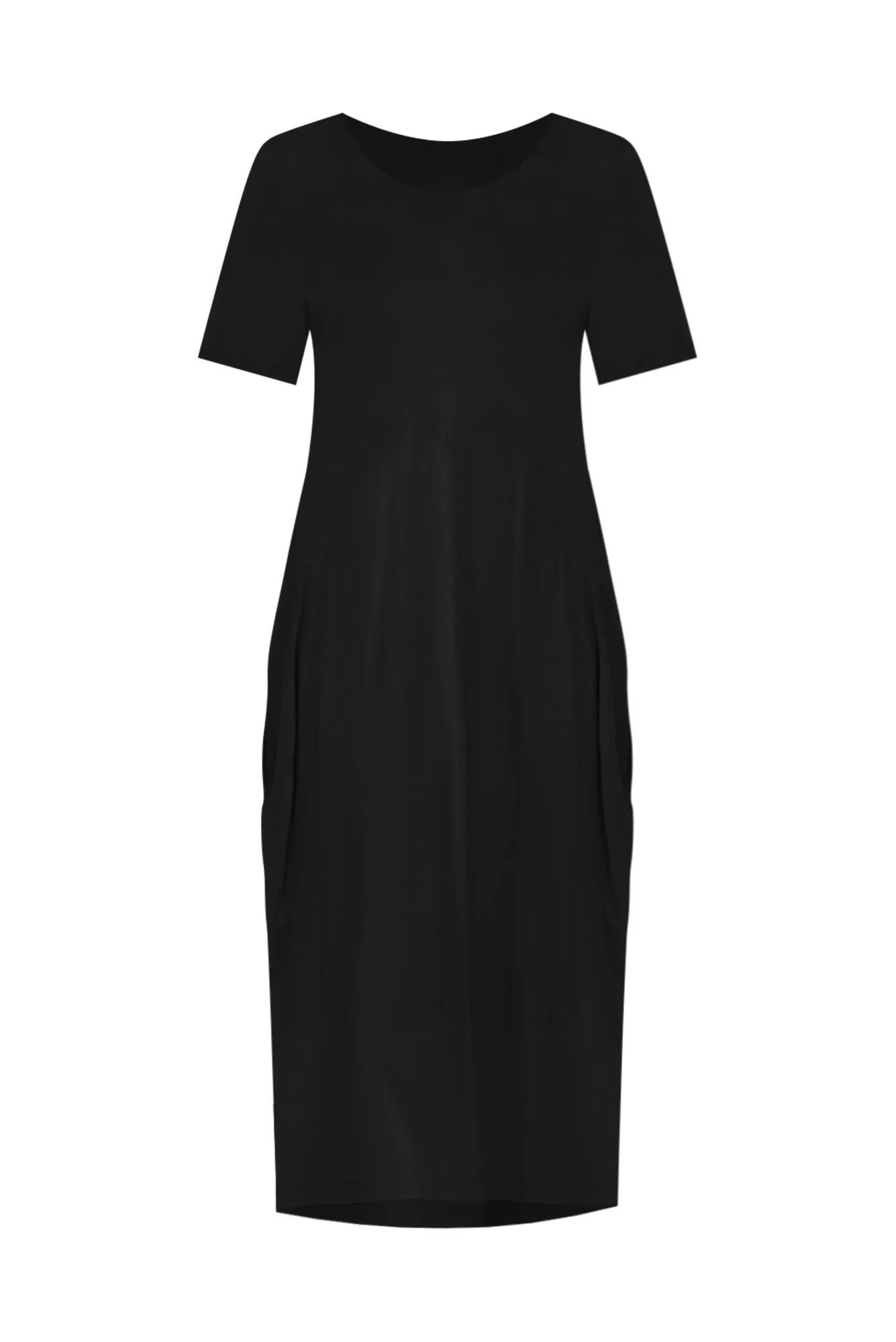 Glenda Black Short Sleeve Crescent Dress