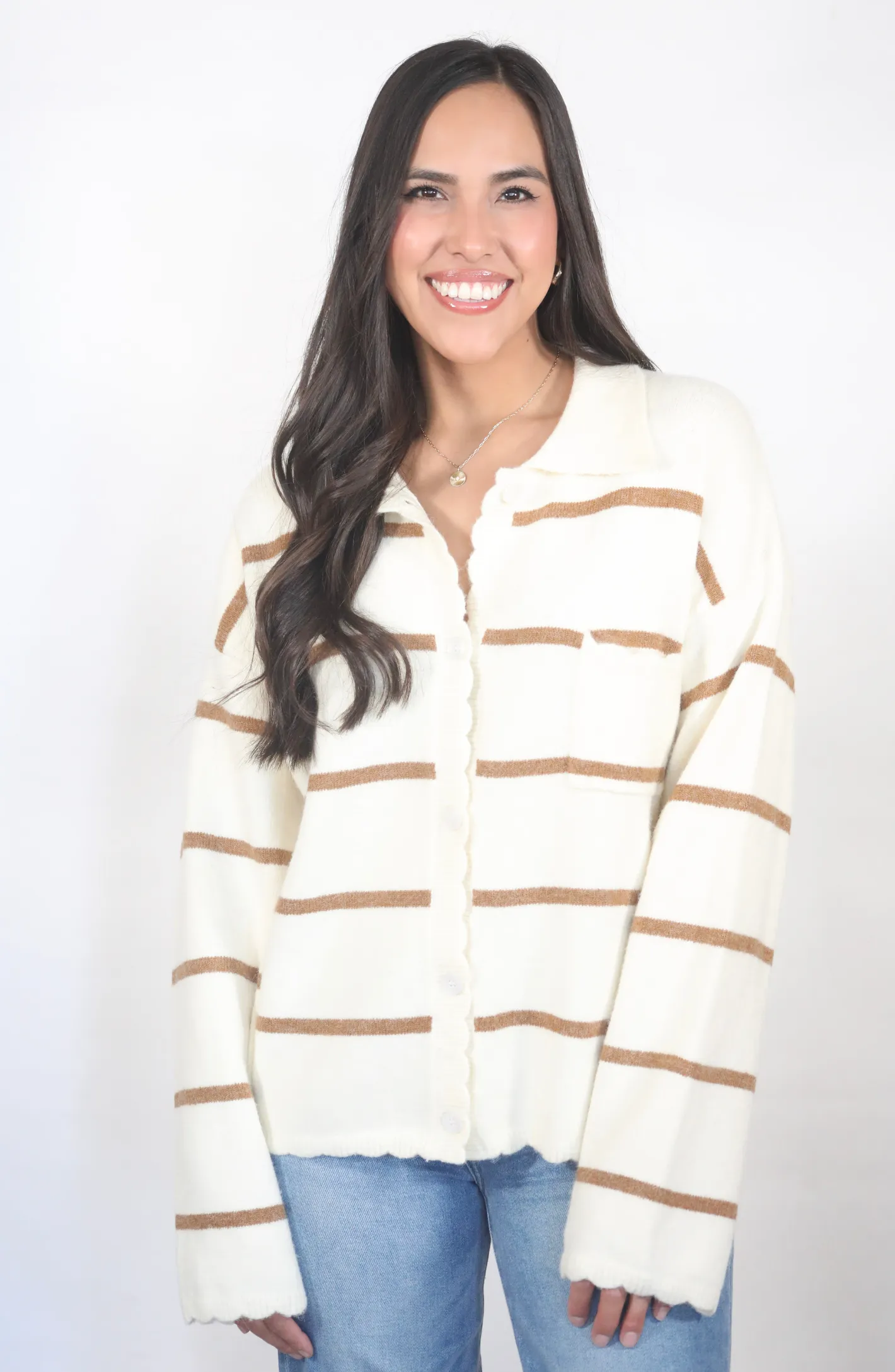 Glimpse Into Tomorrow Cream Striped Cardigan Sweater