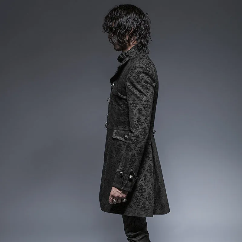 Gothic Double Breasted Crop Waist Men Long Costume Blazer