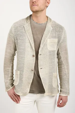 Hand-Painted Net Fabric Blazer Jacket in Taupe