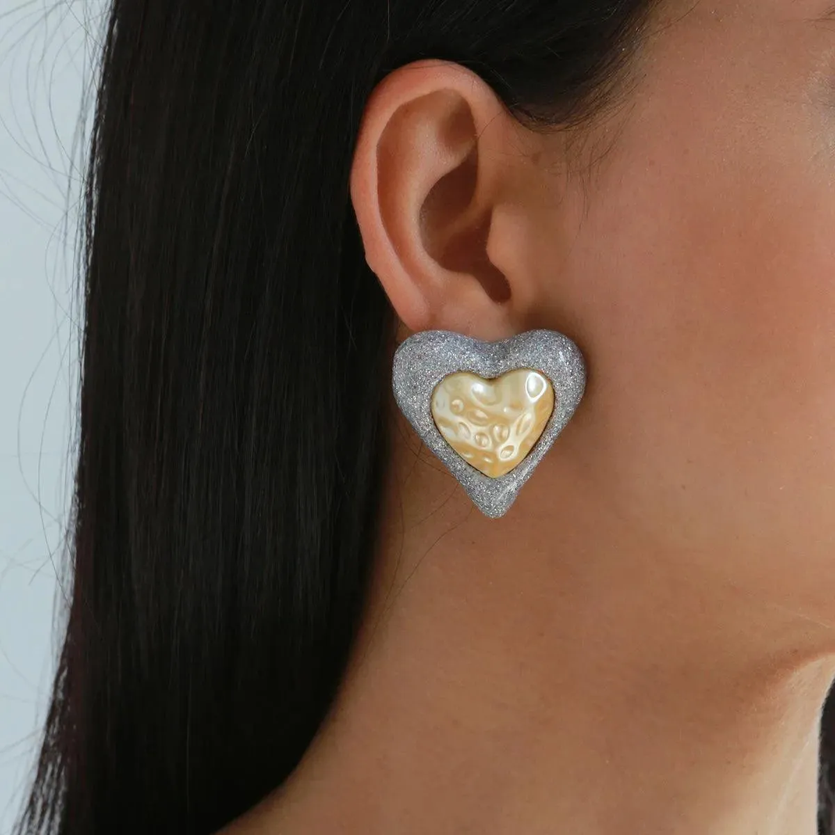 Heart Studs, Glitter