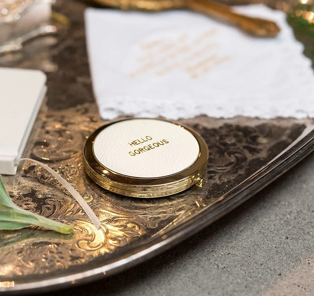 Hello Gorgeous Faux Leather Compact Mirror