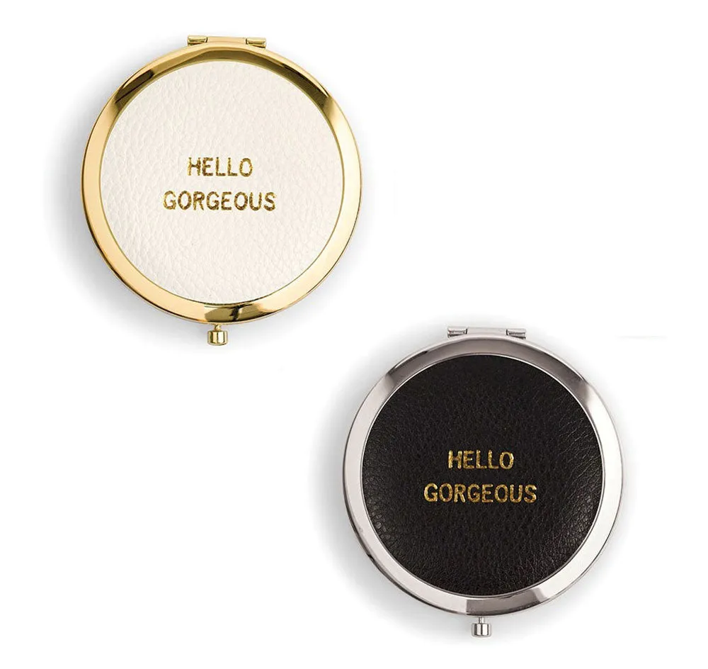 Hello Gorgeous Faux Leather Compact Mirror