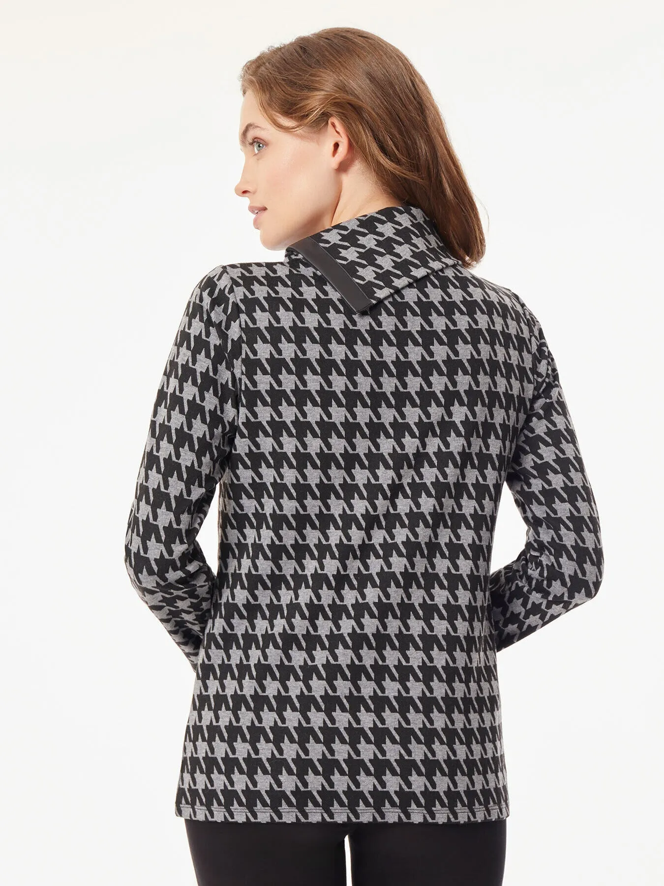 Houndstooth Asymmetrical Jacquard Tunic