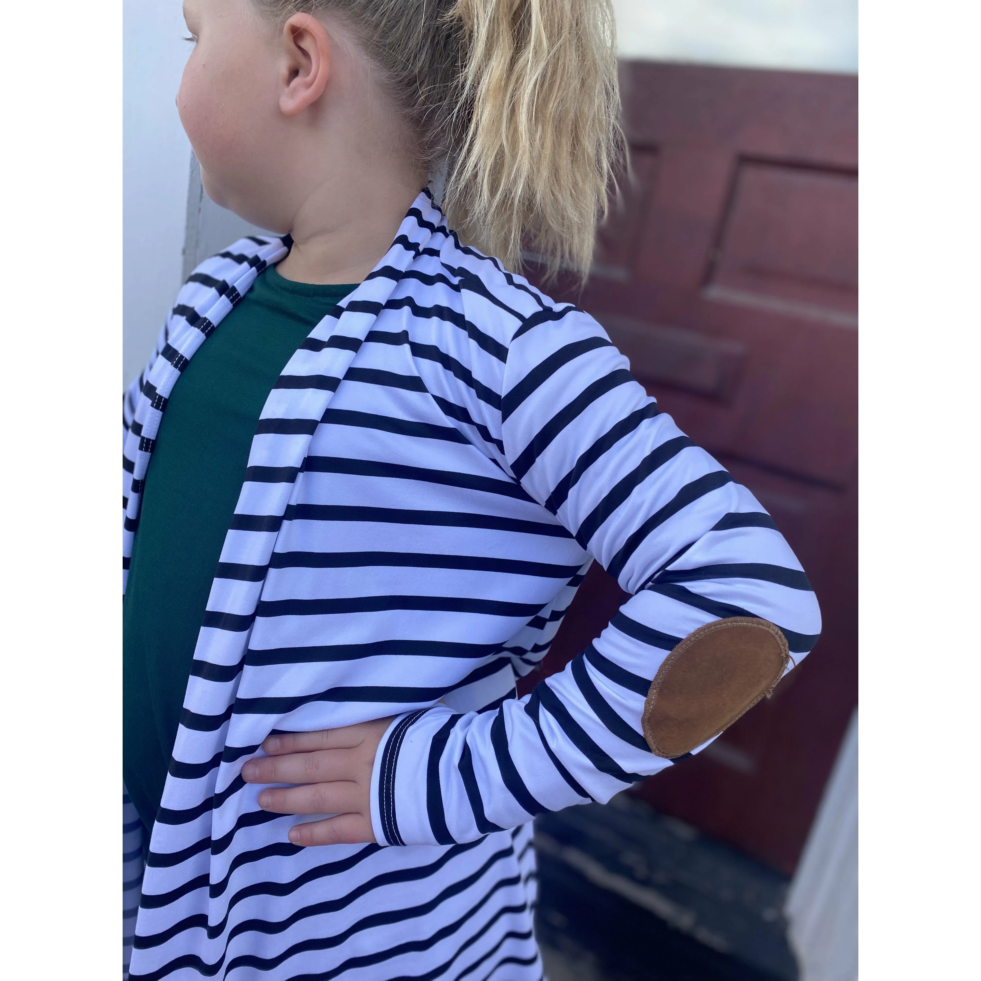 Ivory/Black Striped {{ LITTLE MISS }} Cardigan