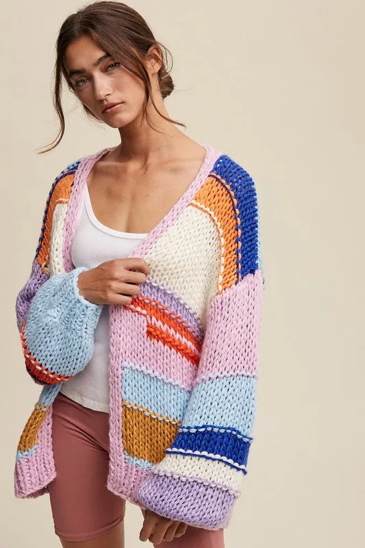 Jayden Hand Knit Multi Striped Cardigan