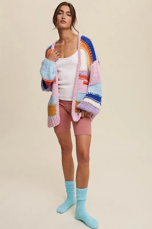 Jayden Hand Knit Multi Striped Cardigan