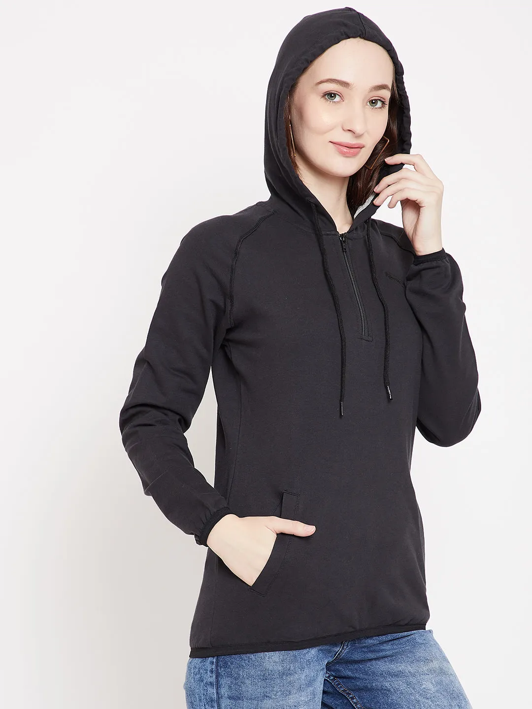 JUMP USA Women Black Hooded sweatshirt