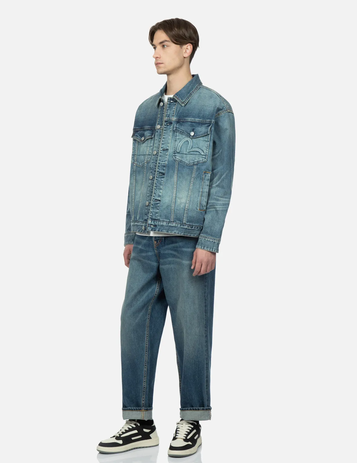 Kamon Embossed Denim Jacket