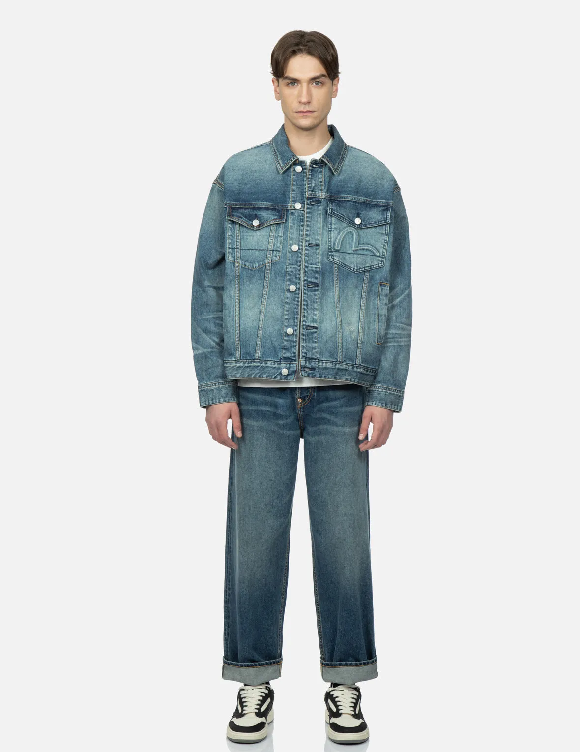 Kamon Embossed Denim Jacket