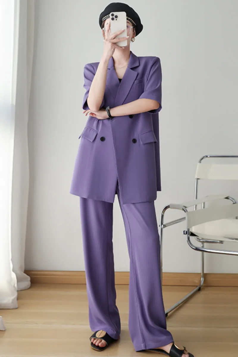 King Size Suit Set & Loose Casual Wide-Leg Pants Two-Piece for Plus Size