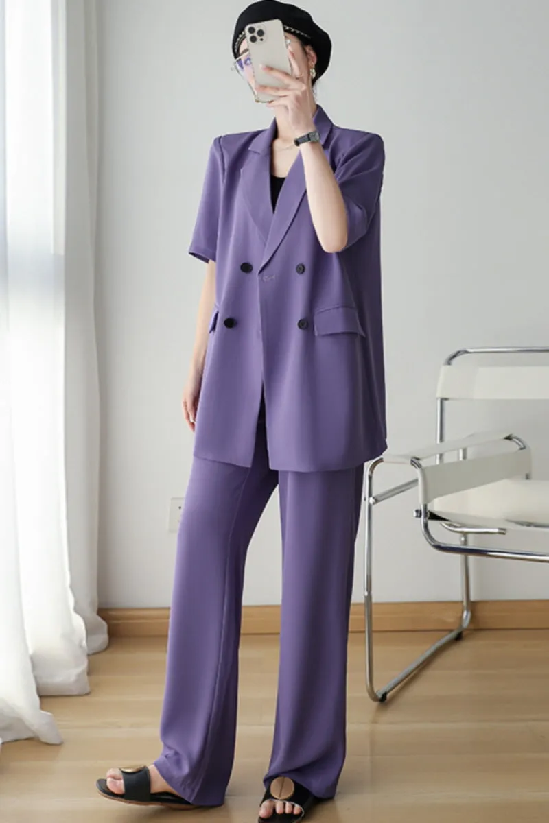 King Size Suit Set & Loose Casual Wide-Leg Pants Two-Piece for Plus Size