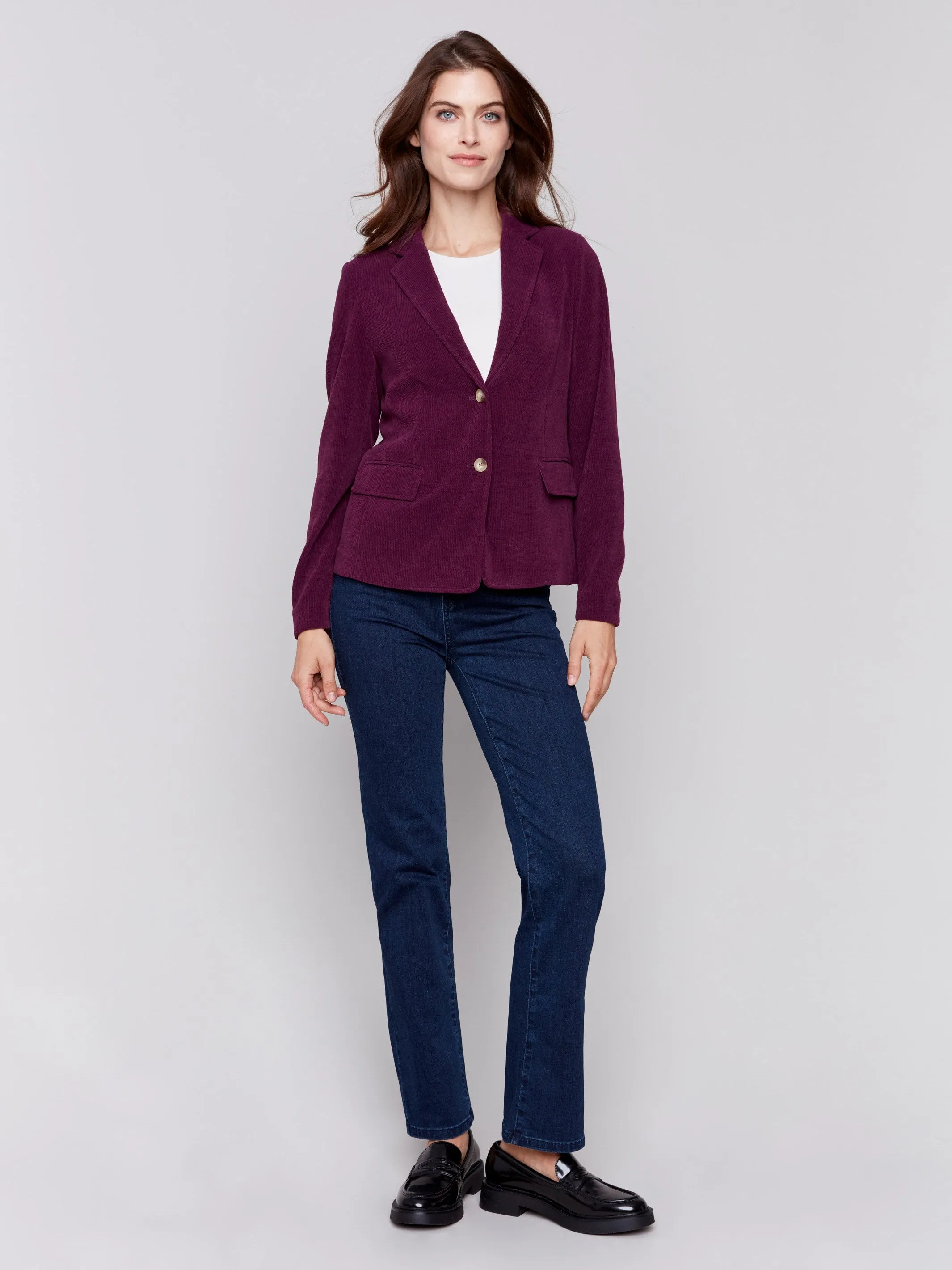 Knit Corduroy Blazer - Mulberry